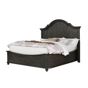 Rustic Gray Wood California King Panel Bed