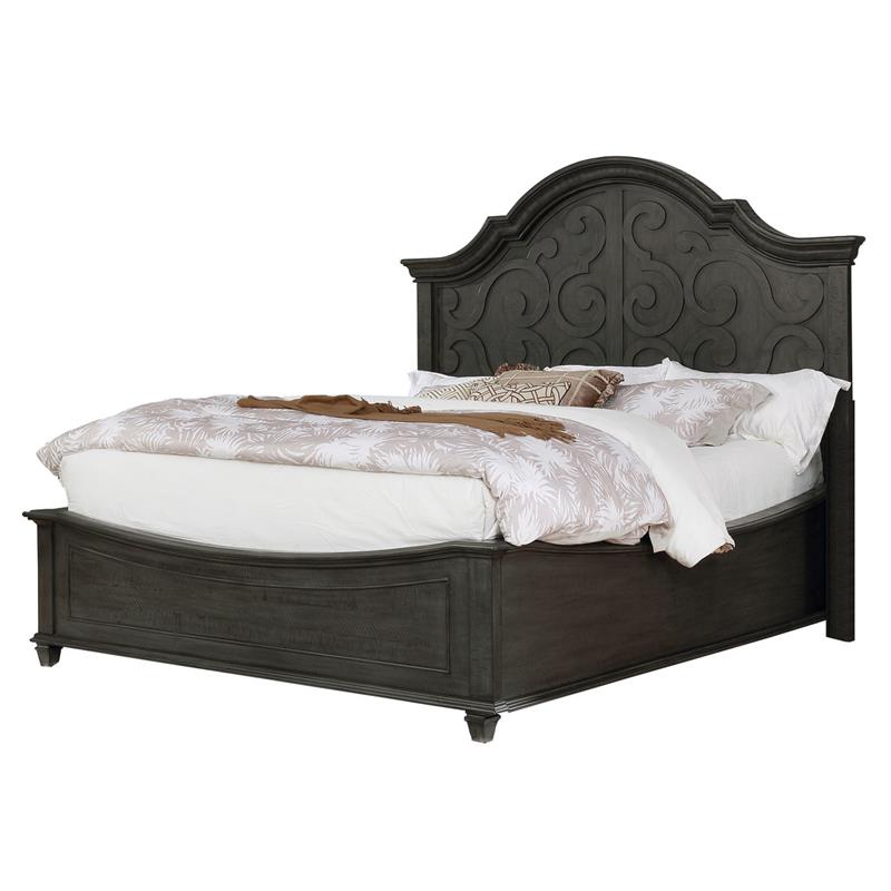 Rustic Gray Wood California King Panel Bed