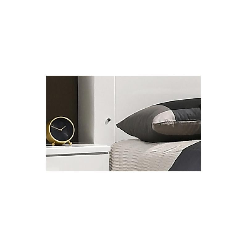 White and Chrome Bedframe with LED Headboard in Eastern King