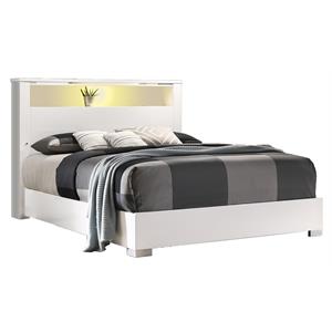 White and Chrome Bedframe with LED Headboard in Eastern King