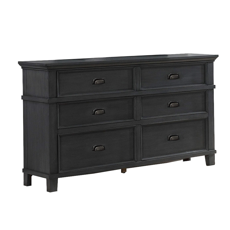 Sandy Bedroom Dresser with 6 Drawers in Cappuccino Wood
