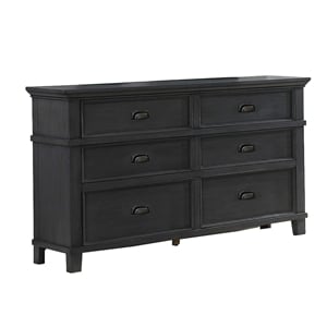 Sandy Bedroom Dresser with 6 Drawers in Cappuccino Wood