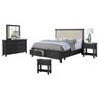Sandy Platform Cappuccino Wood 5 Piece Bedroom Set in Eastern King