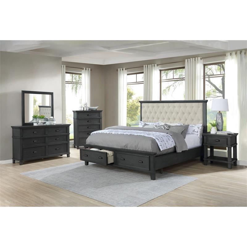 Sandy Platform Cappuccino Wood 3 Piece Bedroom Set in Queen