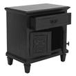 Rustic Gray Wood Nightstand with Twist Lock and 2 USB ports