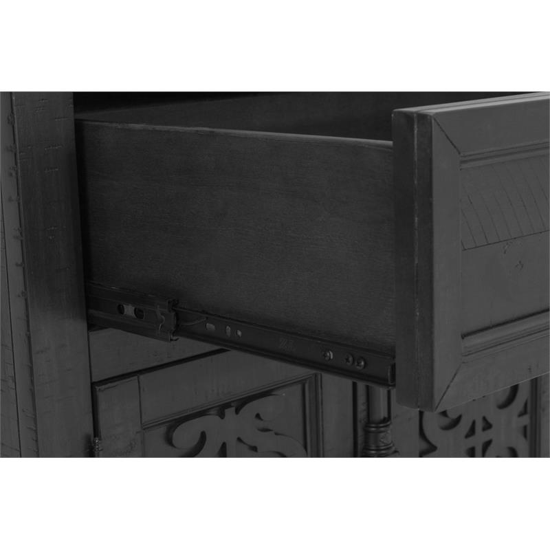 Rustic Gray Wood Nightstand with Twist Lock and 2 USB ports