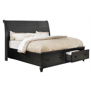 Platform Sleigh Queen Bed in Rustic Grey Wood
