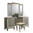 Champagne Silver Wood 3 Piece Set with Vanity and California King Bed