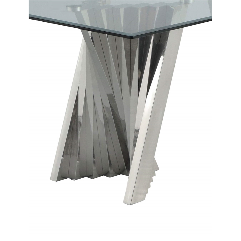 Clear Glass Dining Set with Table and 6 Gray Velvet Chairs