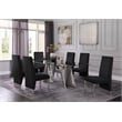 Clear Glass Dining Set with Table and 6 Black Velvet Chairs