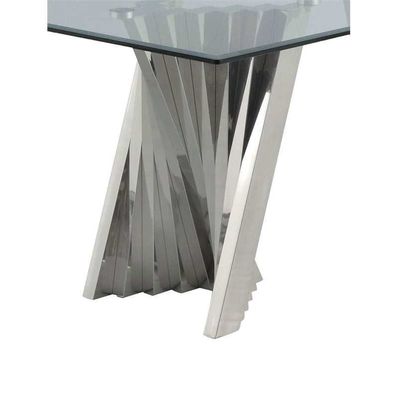 Clear Glass Dining Set with Table and 6 Black Velvet Chairs