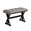 Upholstered Gray Linen Fabric Counterheight Bench with Tufts