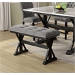 Upholstered Gray Linen Fabric Counterheight Bench with Tufts