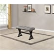 Upholstered Gray Linen Fabric Counterheight Bench with Tufts