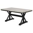 Light Espresso Faux Marble Dining Set with Dark Wood Base and Gray Chairs