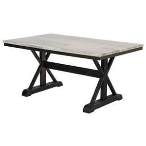 light espresso faux marble dining table with dark wood base