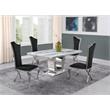 White Marble 5 piece Dining Set with Silver Stainless Steel Base