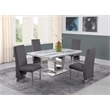White Marble 5 piece Dining Set with Silver Stainless Steel Base