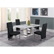 White Marble 5 piece Dining Set with Silver Stainless Steel Base