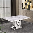 White Marble 5 piece Dining Set with Silver Stainless Steel Base