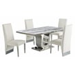 White Marble 5 piece Dining Set with Silver Stainless Steel Base