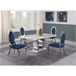 White Marble 5 piece Dining Set with Silver Stainless Steel Base