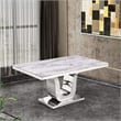 White Marble 5 piece Dining Set with Silver Stainless Steel Base