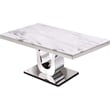 White Marble 5 piece Dining Set with Silver Stainless Steel Base