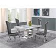 White Marble 5 piece Dining Set with Silver Stainless Steel Base