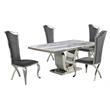 White Marble 5 piece Dining Set with Silver Stainless Steel Base