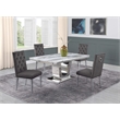 White Marble 5 piece Dining Set with Silver Stainless Steel Base