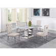 White Marble 5 piece Dining Set with Silver Stainless Steel Base