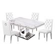 White Marble 5 piece Dining Set with Silver Stainless Steel Base