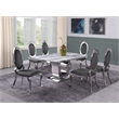 White Marble 7 piece Dining Set with Silver Stainless Steel Base
