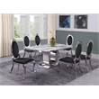 White Marble 7 piece Dining Set with Silver Stainless Steel Base