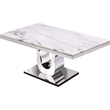 White Marble 7 piece Dining Set with Silver Stainless Steel Base