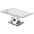 Rectangular White Marble Dining Table with Silver Stainless Steel