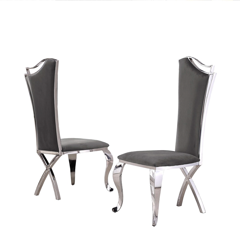 White Marble 7 piece Dining Set with Silver Stainless Steel Base