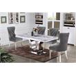 Rectangular White Marble 5 Piece Dining Set with Silver Stainless Steel Base