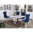 Rectangular White Marble 5 Piece Dining Set with Silver Stainless Steel Base
