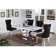 Rectangular White Marble 5 Piece Dining Set with Silver Stainless Steel Base