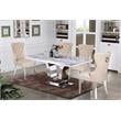 Rectangular White Marble 5 Piece Dining Set with Silver Stainless Steel Base