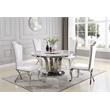 6pc. White Marble Dining Set with Lazy Susan and Silver Stainless Steel