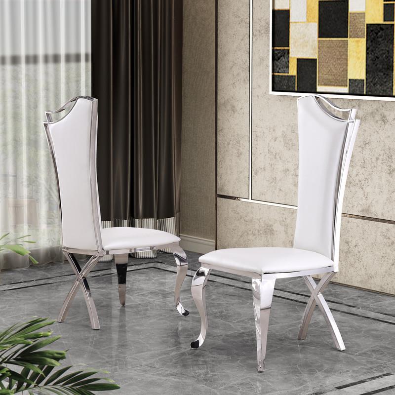 6pc. White Marble Dining Set with Lazy Susan and Silver Stainless Steel