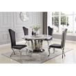 6pc. White Marble Dining Set with Lazy Susan and Silver Stainless Steel