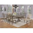 Rustic 9pc Dining Set with Beige Linen Chairs and Extendable Wood Dining Table