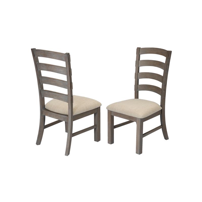 Rustic 9pc Dining Set with Beige Linen Chairs and Extendable Wood Dining Table