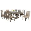 Rustic 9pc Dining Set with Beige Linen Chairs and Extendable Wood Dining Table