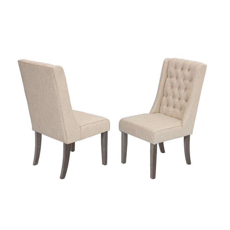 Rustic 7pc Dining Set with Beige Chairs and Bench and Extendable Wood Table