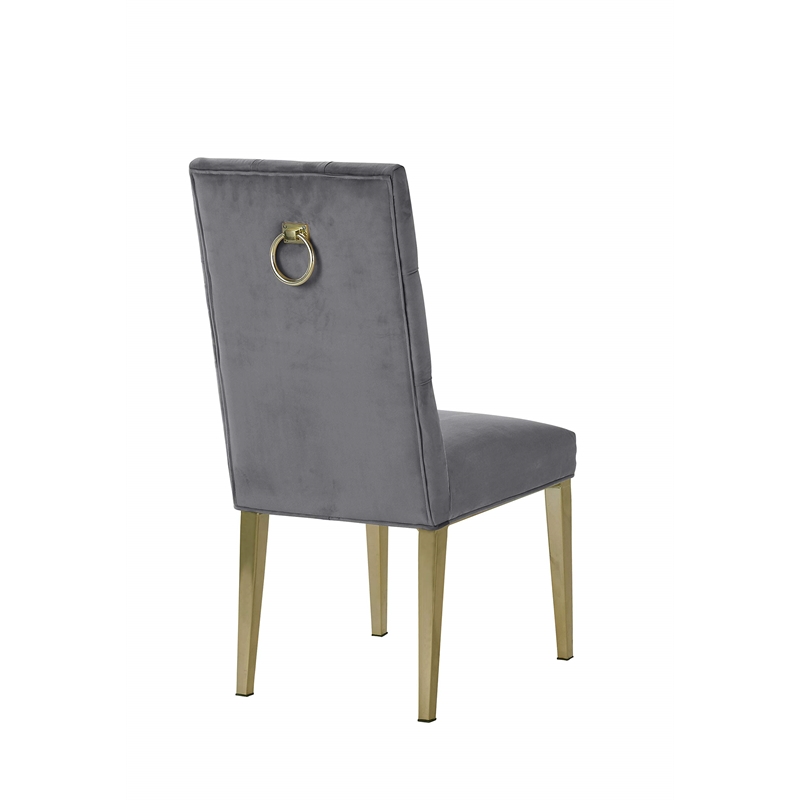 7 Piece Dining Set with Rectangular Clear Glass Top and Gold Stainless Steel